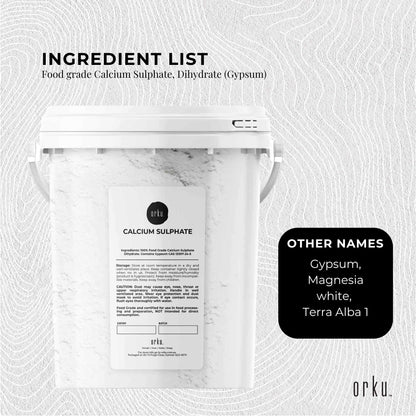 Calcium Sulphate Gypsum Powder Bucket 1Kg - Food Grade Hydrous Sulfate