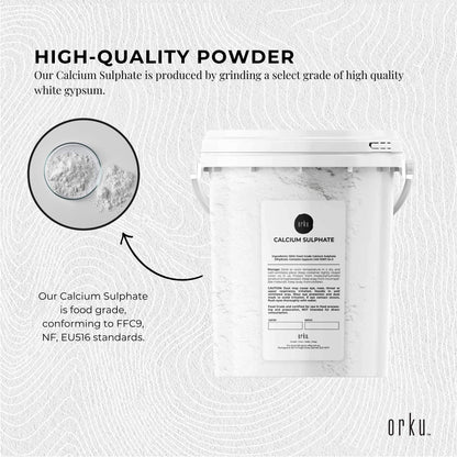 Calcium Sulphate Gypsum Powder Bucket 1Kg - Food Grade Hydrous Sulfate