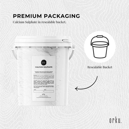 Calcium Sulphate Gypsum Powder Bucket 1Kg - Food Grade Hydrous Sulfate