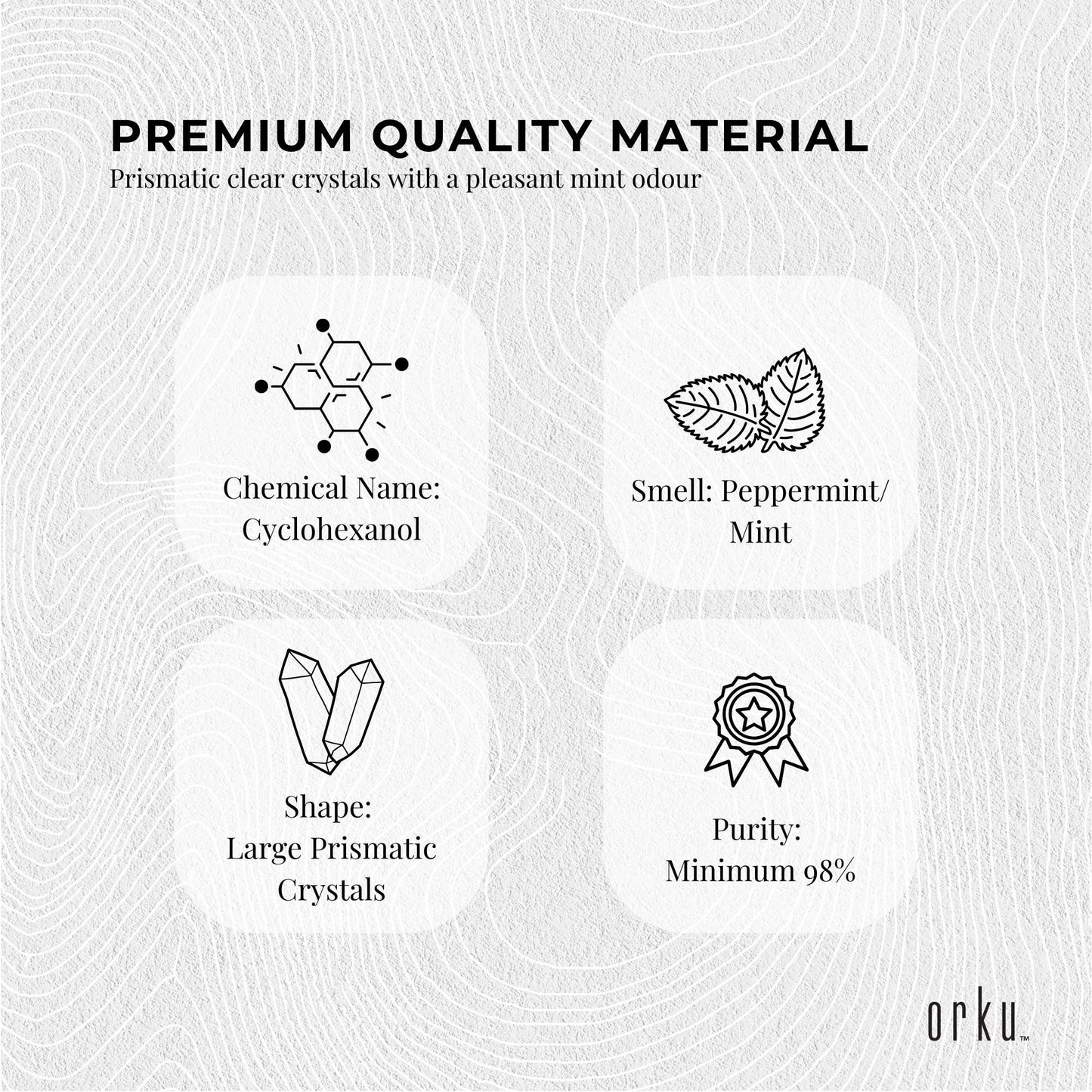 Orku Menthol Crystals 400g - USP Grade L-Menthol Mint Flakes