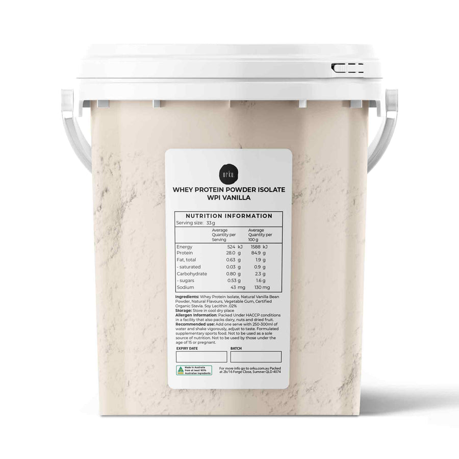 Orku 500g Whey Protein Isolate Powder – Vanilla, Low Fat, Lactose Free, Organic Stevia - SuperSaverAU - view 1