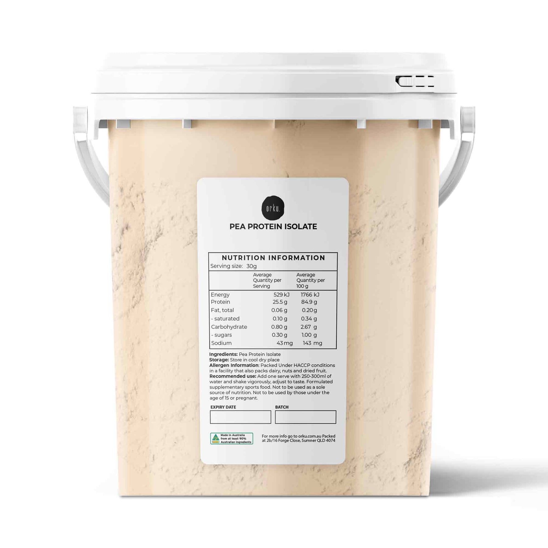 Orku Pea Protein Isolate 700g Tub Unsweetened Vegan Plant-Based Powder