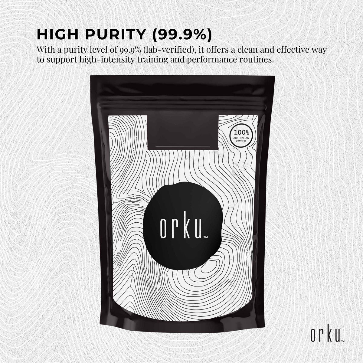 Orku 1Kg Creatine Monohydrate Powder – 200 Mesh Micronised, 99.9% Purity