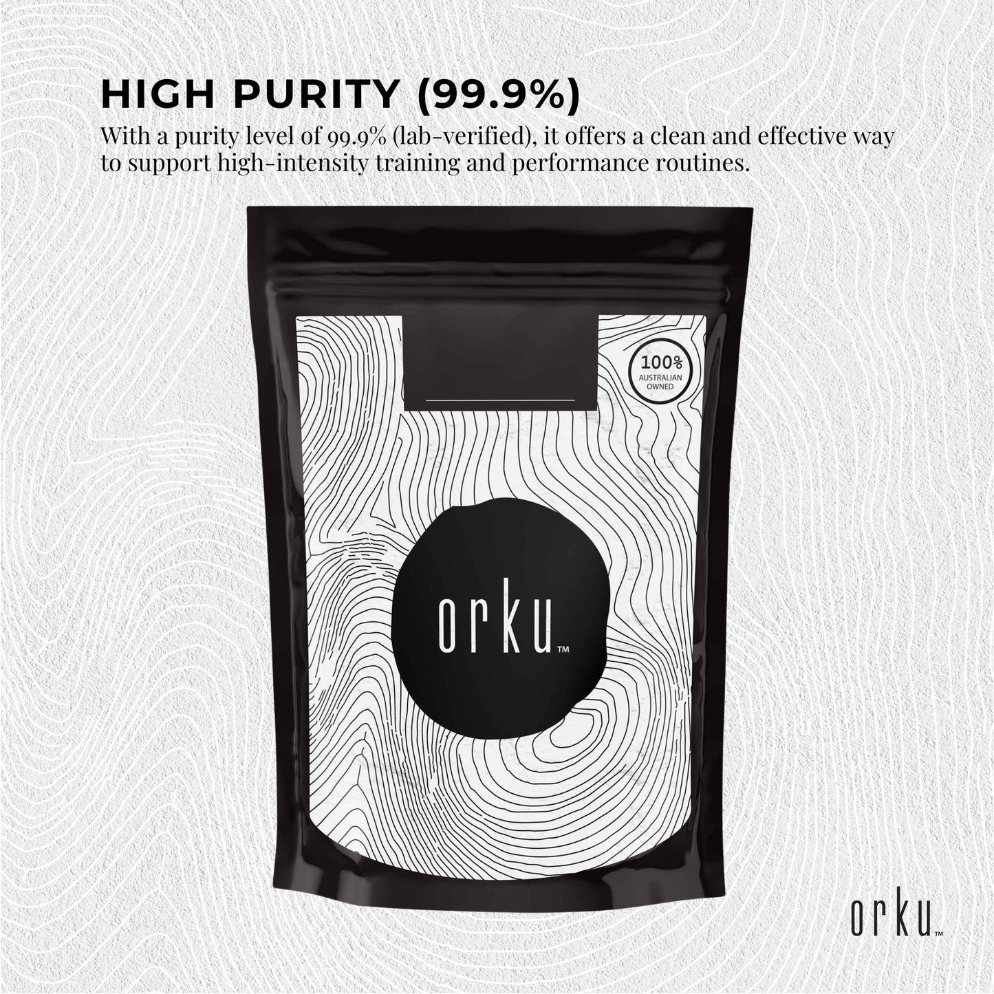 Orku 2Kg Creatine Monohydrate Powder – 200 Mesh Micronised | 99.9% Purity