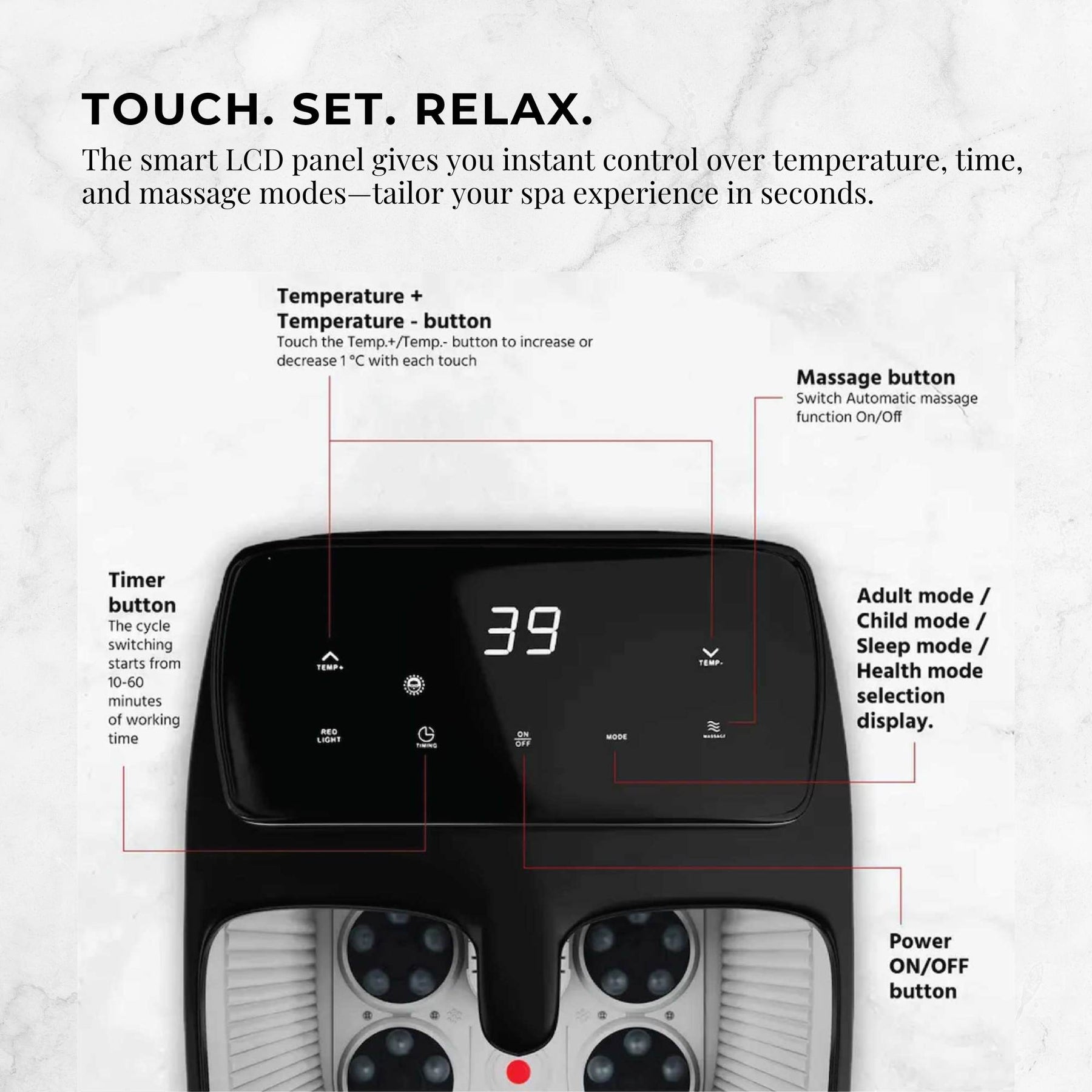 Foot Spa Automatic Water Heating Massager - Electric Pedicure Bath - SuperSaverAU - view 7