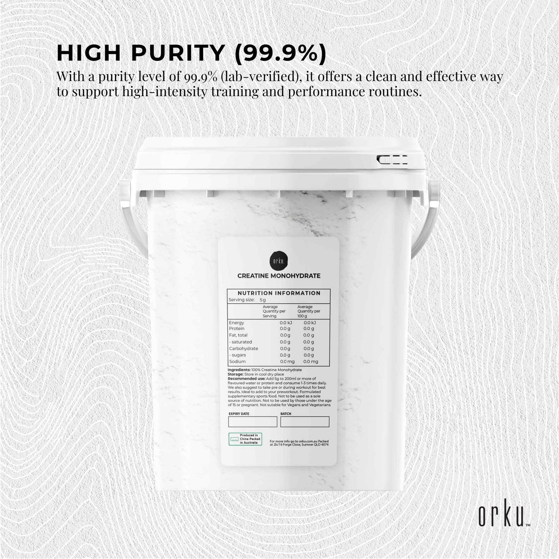 Orku Creatine Monohydrate Powder 800g – 200 Mesh Micronised | 99.9% Purity - SuperSaverAU - view 3