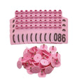 Cattle Numbered Ear Tags 1-100 Set - Medium Pink 6x7cm for Livestock - SuperSaverAU - view 1
