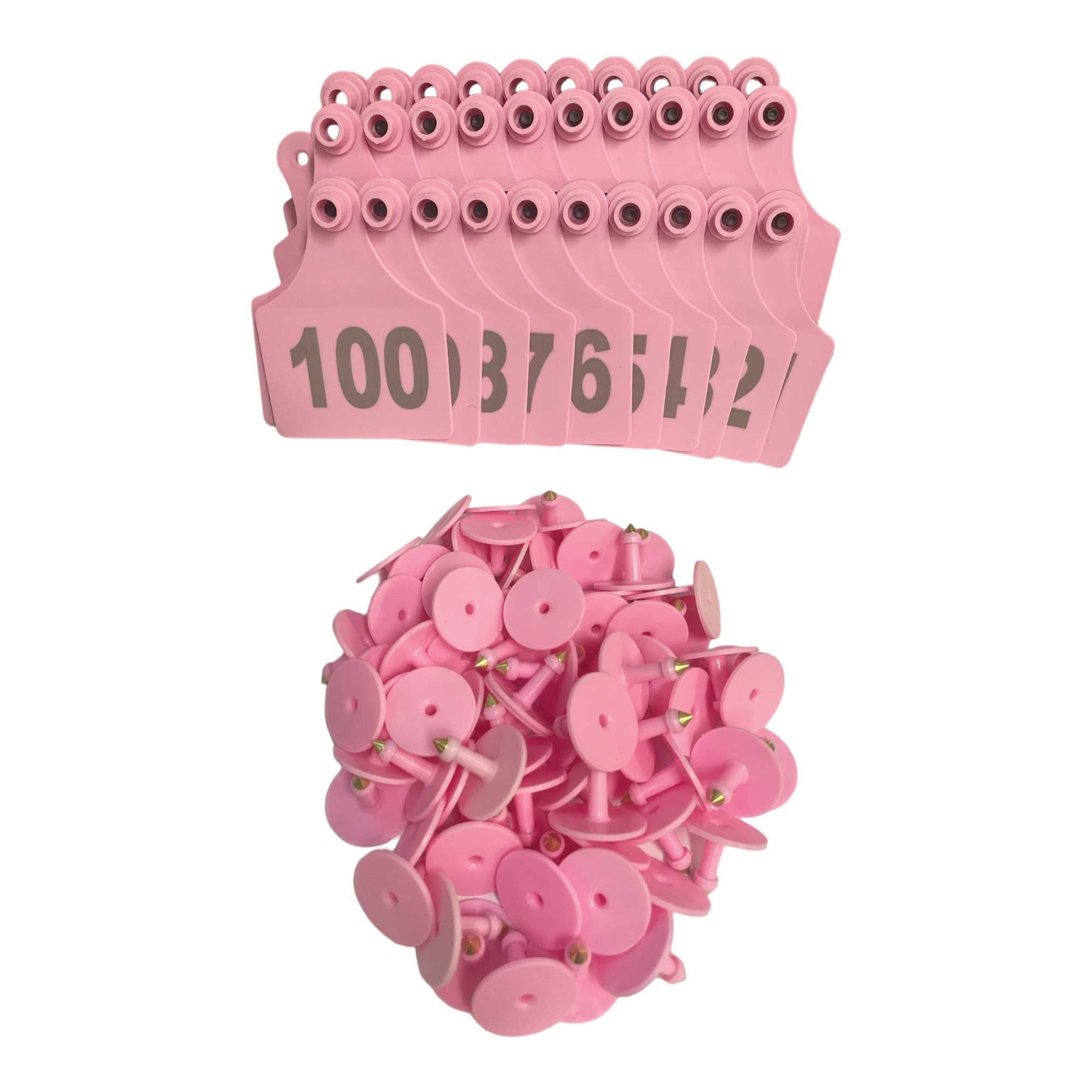 Pink Large Cattle Ear Tags 1-100 Set - 7x10cm for Livestock Identification - SuperSaverAU - view 1