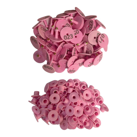 Round Pink Cattle Ear Tags 1-100 - Durable Thermoplastic for Livestock - SuperSaverAU - view 1