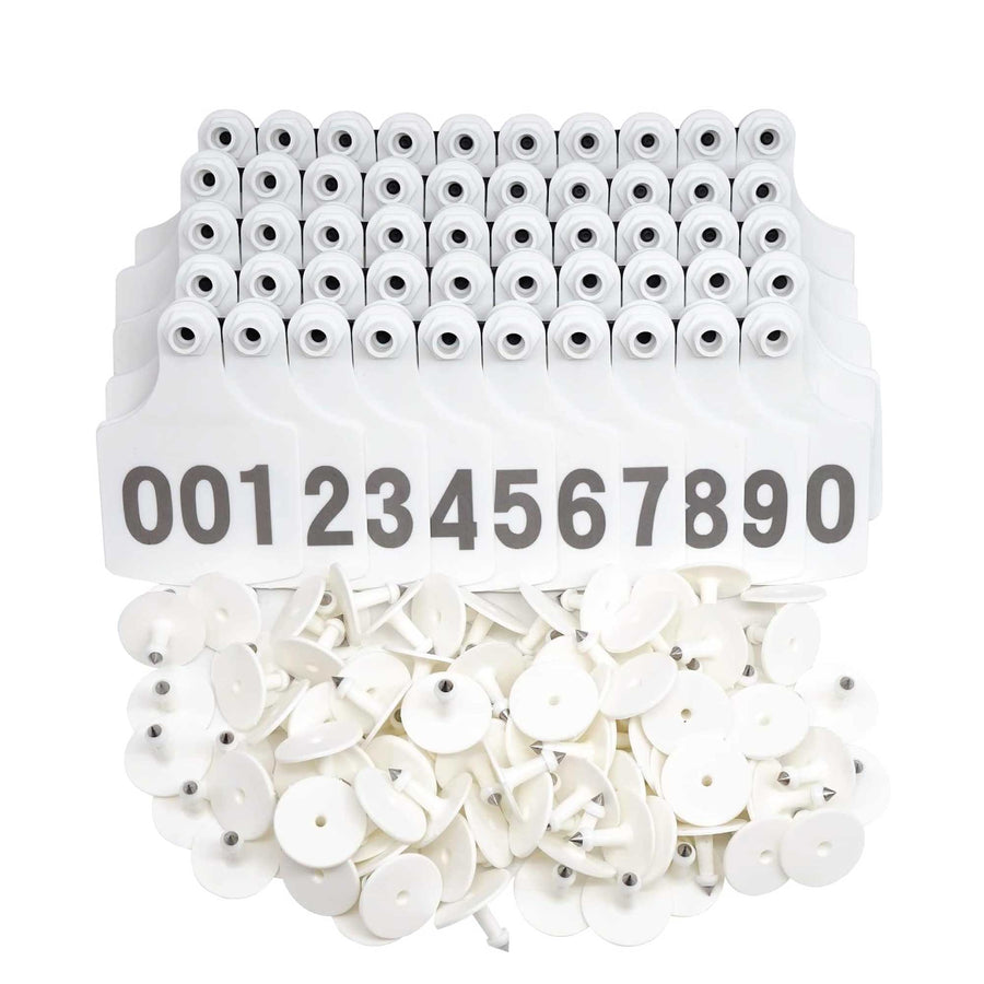 Cattle Ear Tags 1-100 Set - Medium White 6x7cm for Livestock Identification - SuperSaverAU - view 1