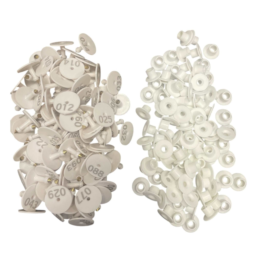 Round White Cattle Ear Tags 1-100 for Livestock, Pigs, Sheep, Goats - SuperSaverAU - view 1