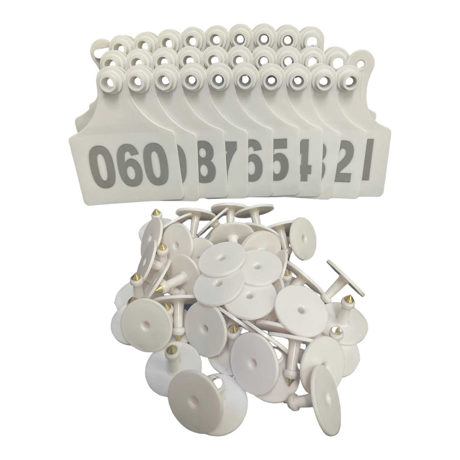 Cattle Number Ear Tags 1-100 Set - XL White 7x10cm for Livestock - SuperSaverAU - view 1