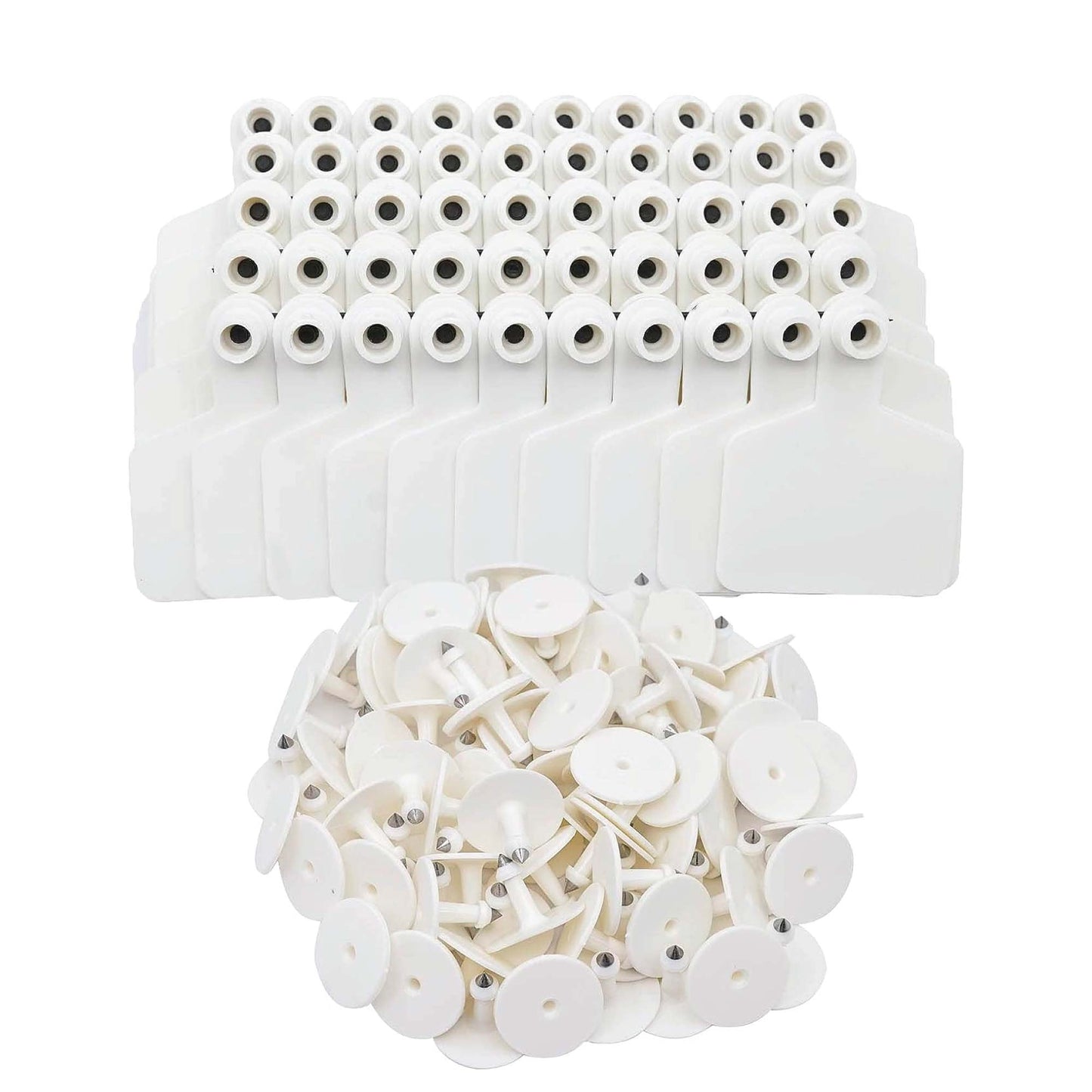 100x Medium White Cattle Ear Tags 6x7cm Blank Livestock Labels with Pin