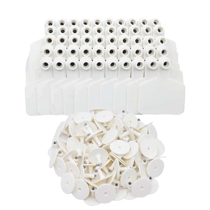 100x Medium White Cattle Ear Tags 6x7cm Blank Livestock Labels with Pin