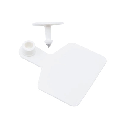 100x Medium White Cattle Ear Tags 6x7cm Blank Livestock Labels with Pin