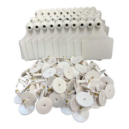 100x Large White Cattle Ear Tags 7x10cm for Livestock Management