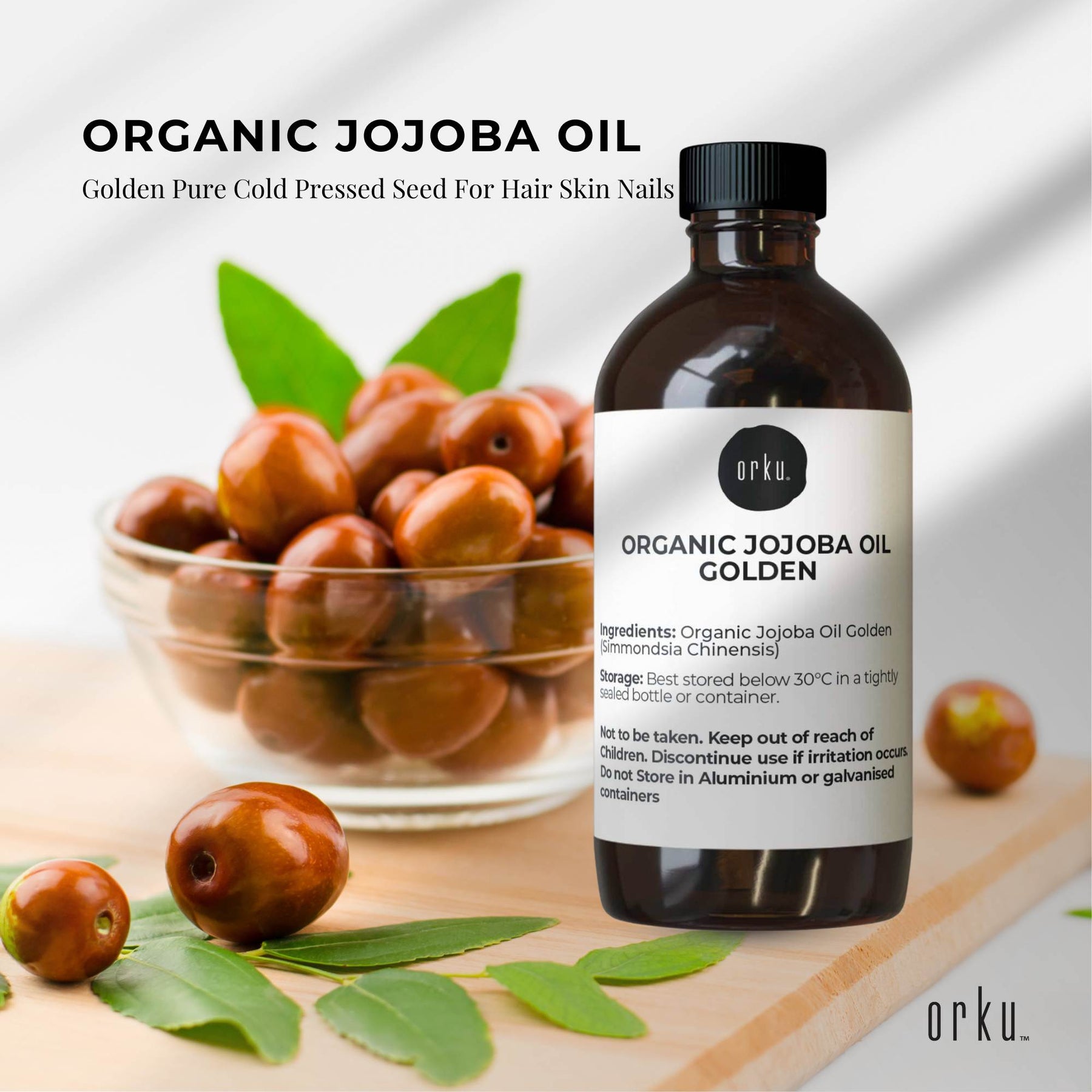 100ml Organic Jojoba Oil - Golden Pure Cold Pressed Seed For Hair Skin Nails - SuperSaverAU - view 2