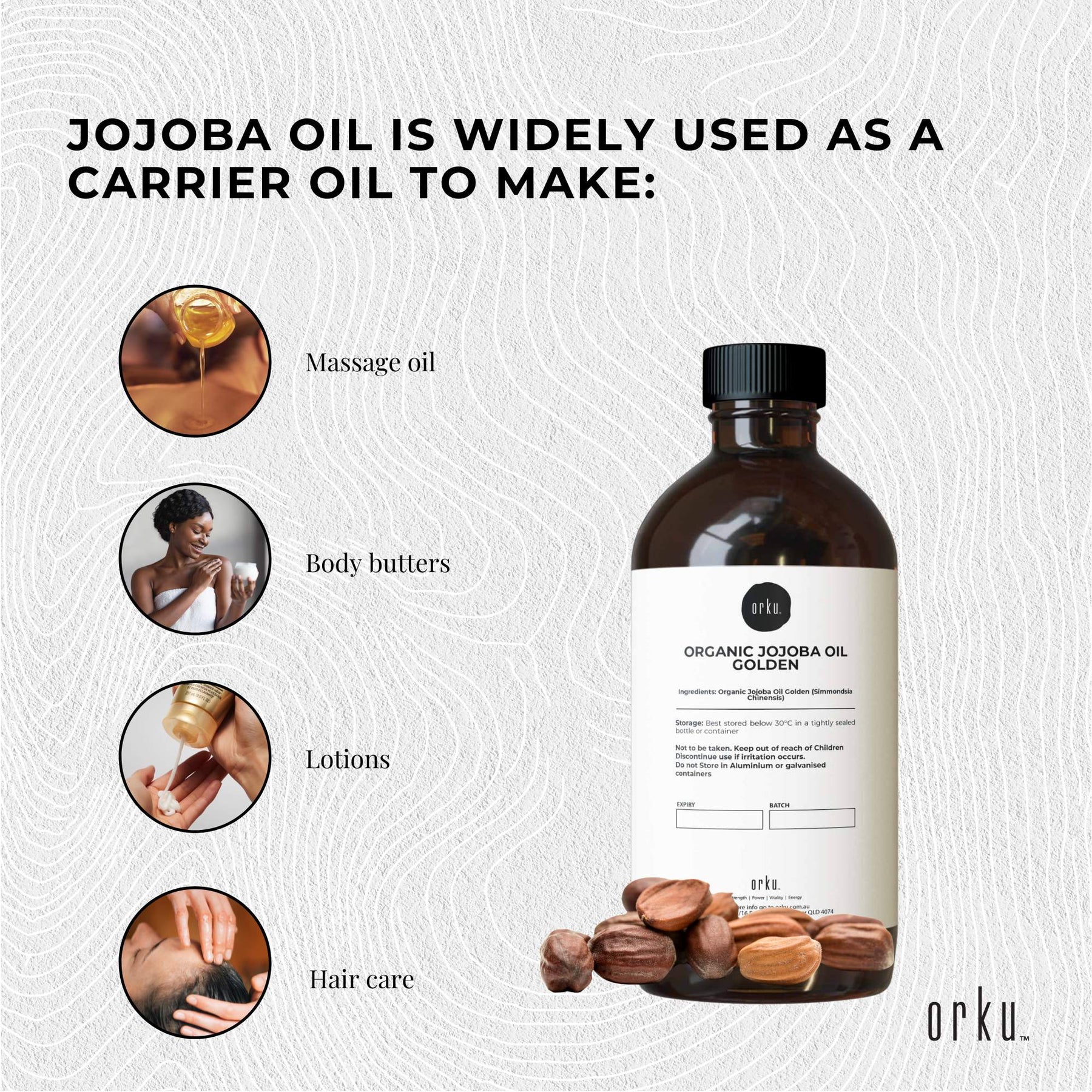 500ml Organic Jojoba Oil - Golden Pure Cold Pressed for Hair Skin Nails - SuperSaverAU - view 2