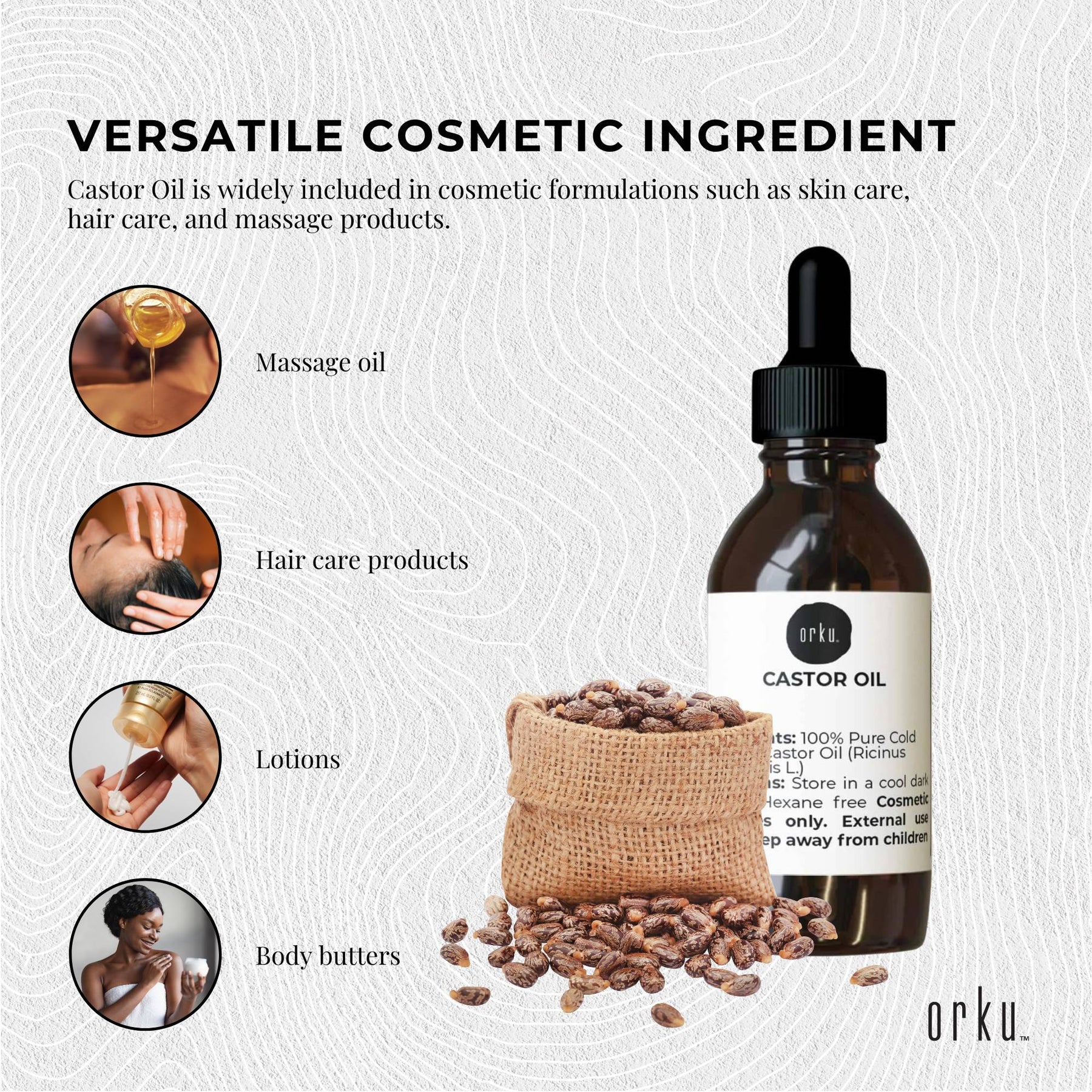 Orku Hexane Free Cold Pressed Virgin Castor Oil 25ml with Dropper - SuperSaverAU - view 3