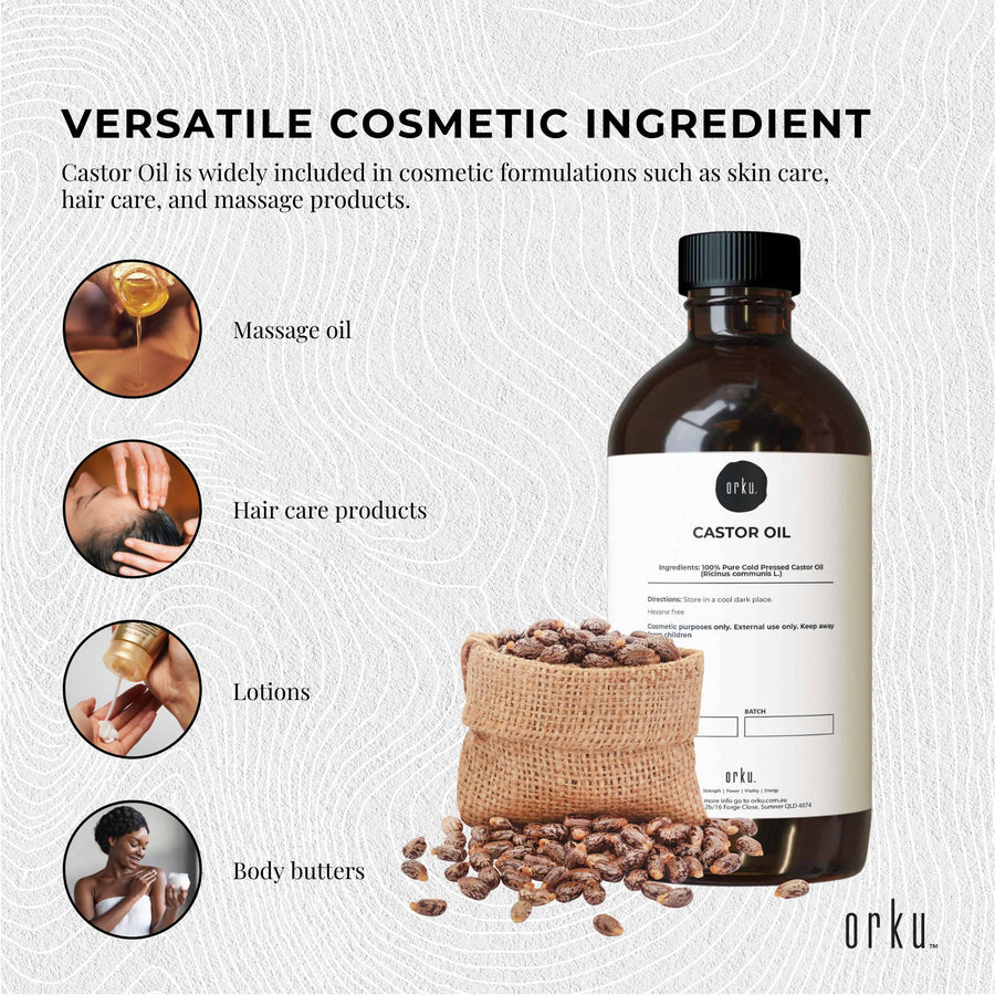 Orku 500ml Castor Oil - Hexane Free Cold Pressed Virgin - SuperSaverAU - view 1
