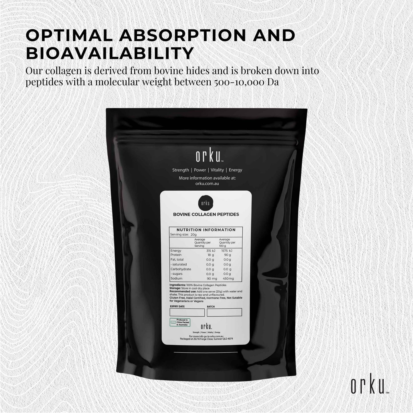 400g Collagen Powder - Bovine Hydrolysate Protein Peptide Supplement Unflavoured