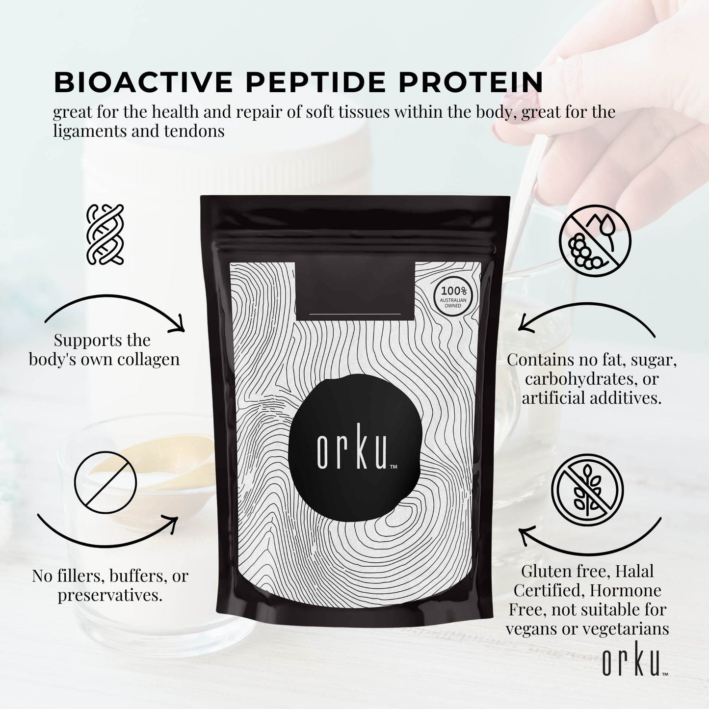 2Kg Collagen Powder - Bovine Hydrolysate Protein Peptide Supplement Unflavoured