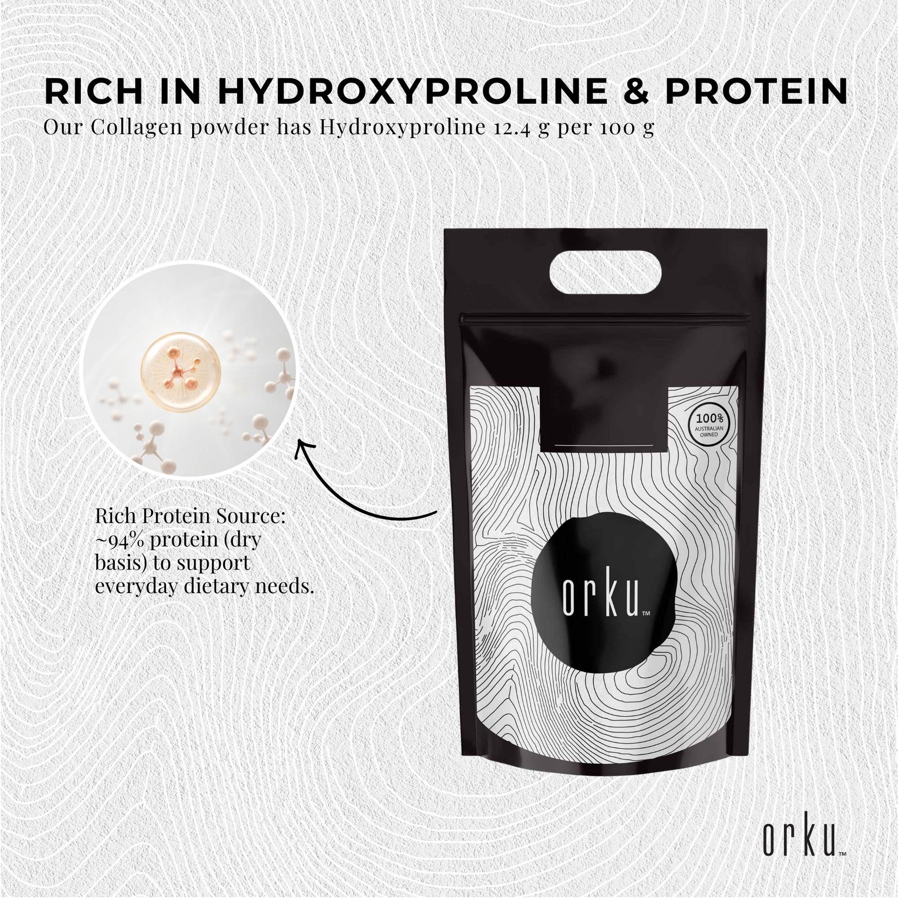 Orku 5Kg Bovine Collagen Hydrolysate Powder - Unflavoured, Rapid Absorption - SuperSaverAU - view 5