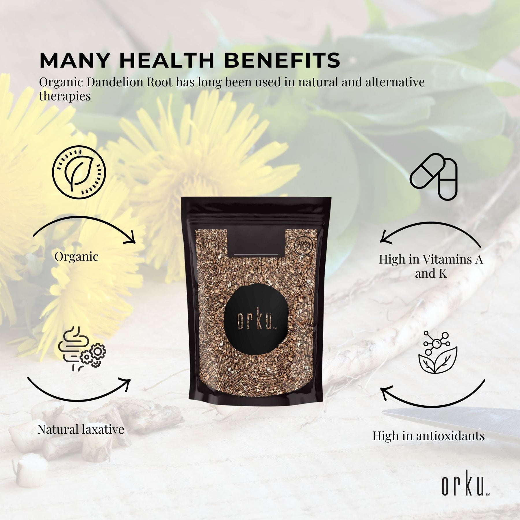 50g Organic Dandelion Root - Dried Raw Herbal Tea Supplement - SuperSaverAU - view 5