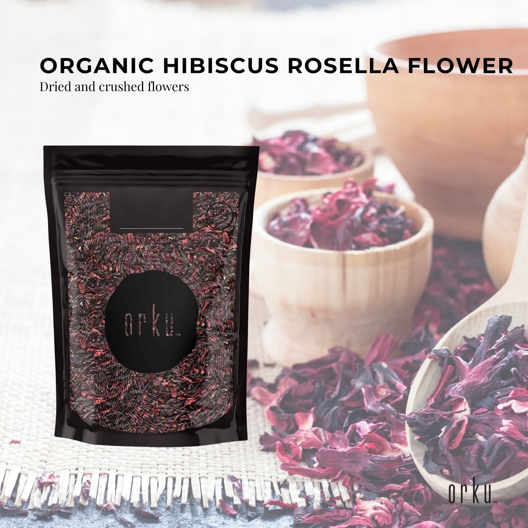 25g Organic Hibiscus Rosella Flower Crushed - Dried Herbal Tea Supplement - SuperSaverAU - view 3