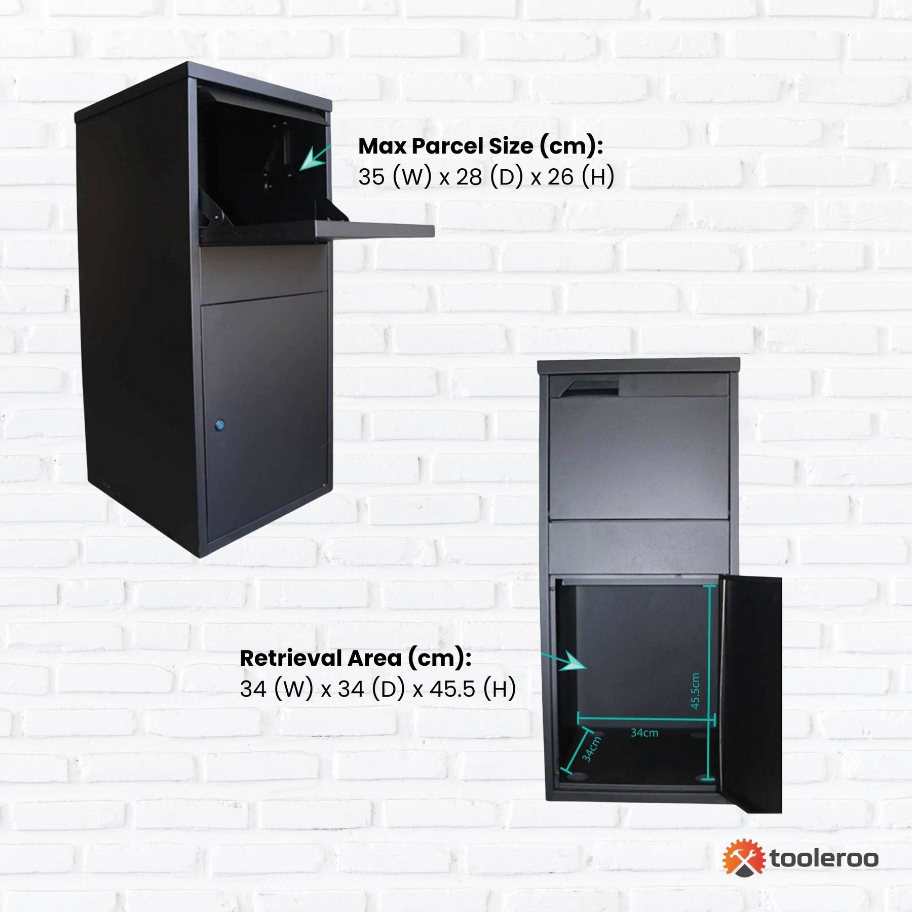 Lockable Parcel Delivery Box - Galvanised Steel, 41.5x38.5x102.5cm, Dual Access - SuperSaverAU - view 4