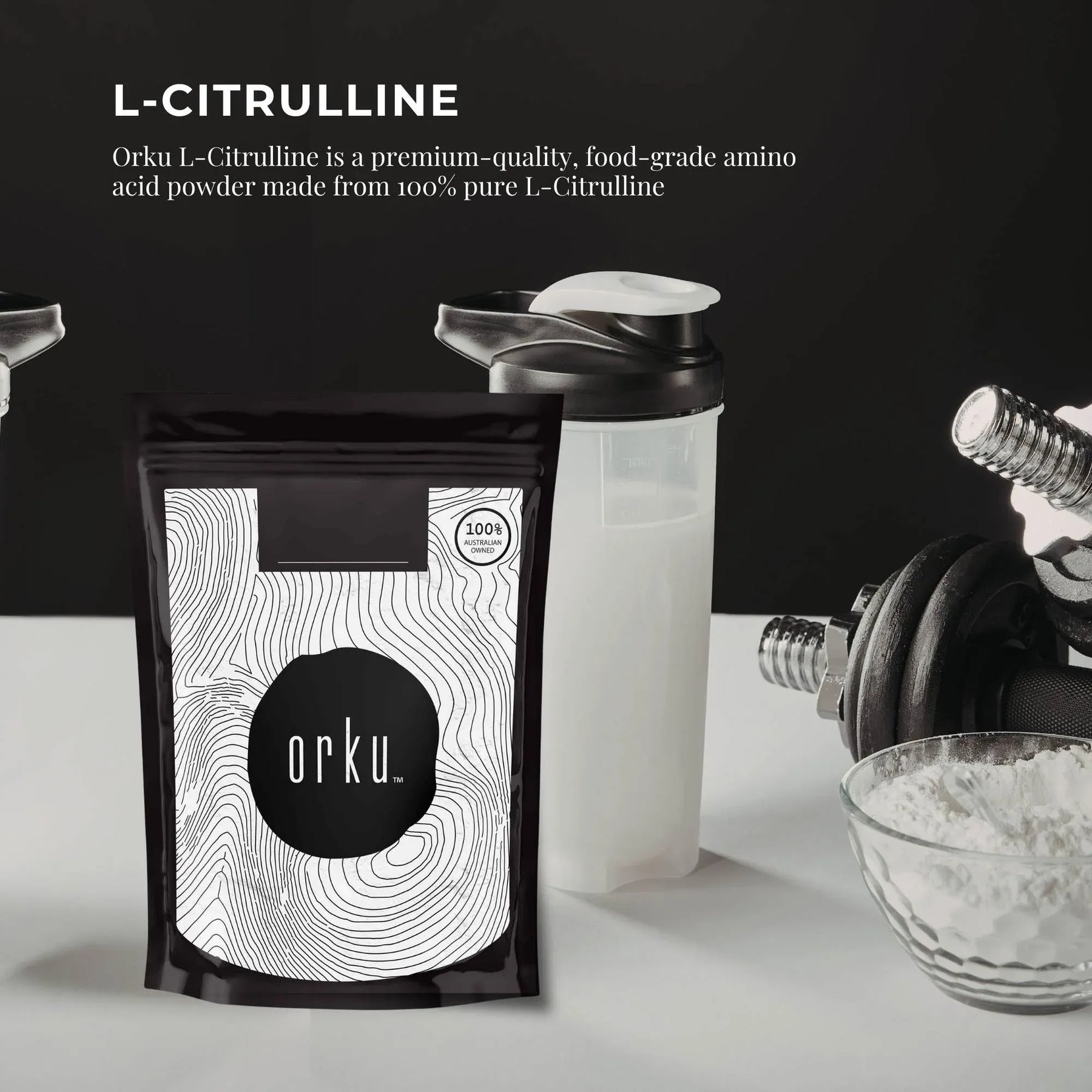 Orku L-Citrulline Powder 100g - 100% Pure Amino Acid for Active Lifestyle