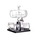 Premium Sailboat Glass Whiskey Decanter Set with 4 Globe Glasses - 1L