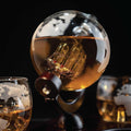 Whiskey Decanter Set 850ml - 2 Globe Glasses + Wooden Stand