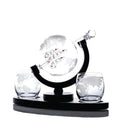 Whiskey Decanter Set 850ml - 2 Globe Glasses + Wooden Stand