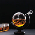 Whiskey Decanter Set 850ml - 2 Globe Glasses + Wooden Stand - SuperSaverAU - view 1
