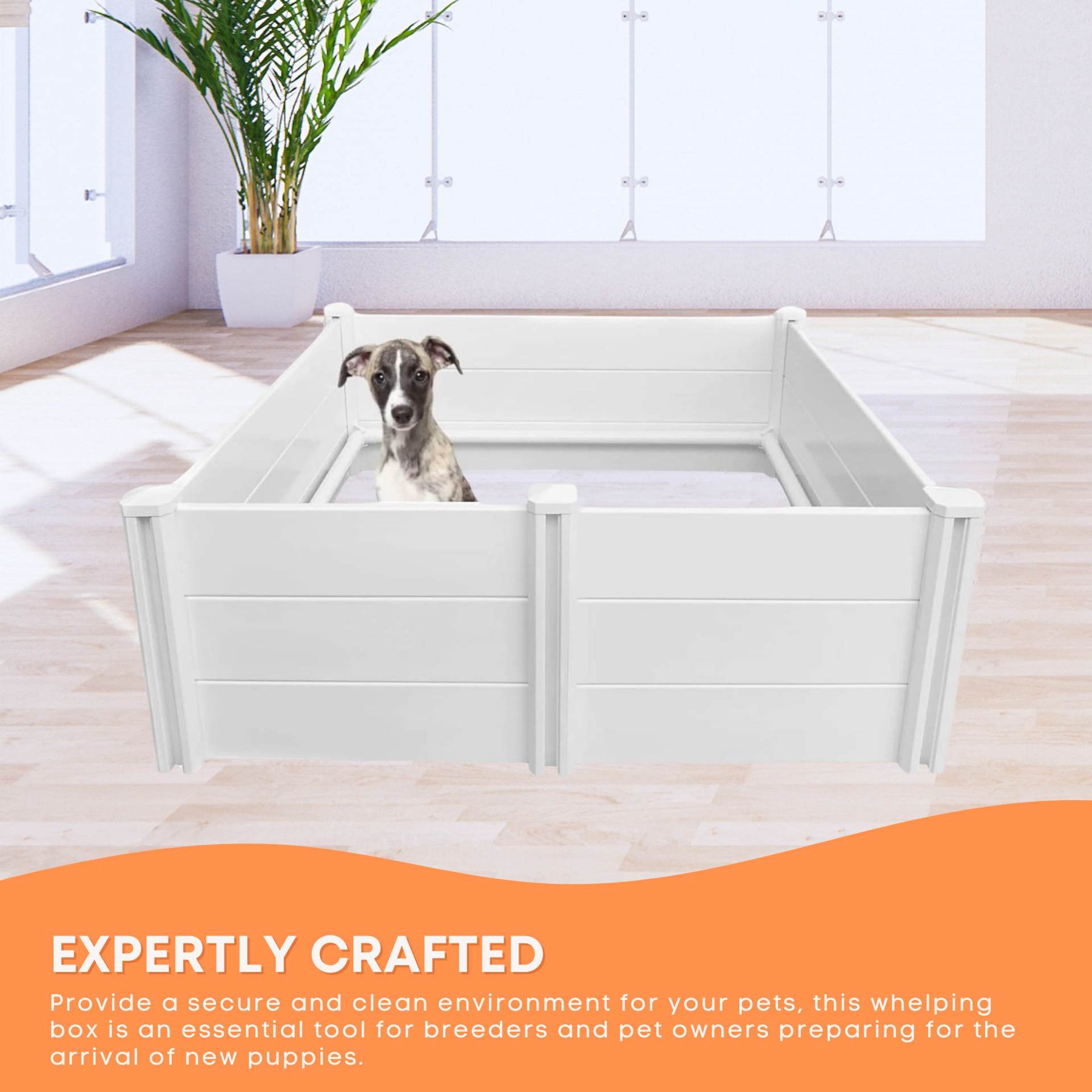 Rooster Farms PVC Whelping Box 0.95m x 0.95m x 0.48m - Safe & Easy Assembly - SuperSaverAU - view 3