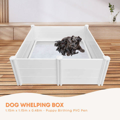Rooster Farms PVC Whelping Box 1.15m x 1.15m x 0.48m - Safe Puppy Birthing Pen - SuperSaverAU - view 2