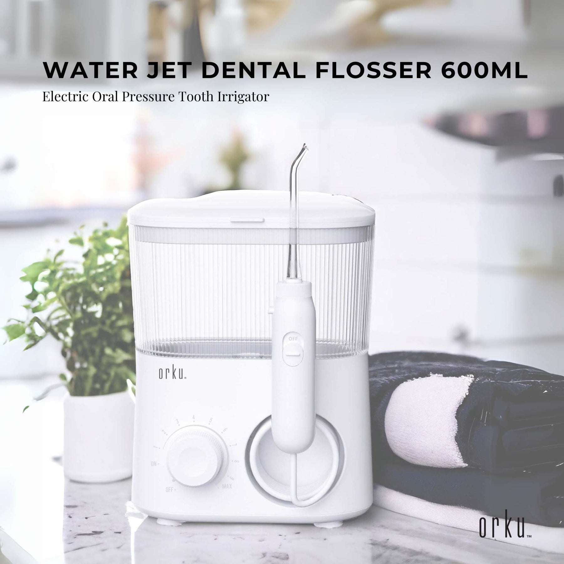 Water Jet Dental Flosser 600ml White - Electric Oral Pressure Tooth Irrigator - SuperSaverAU - view 1