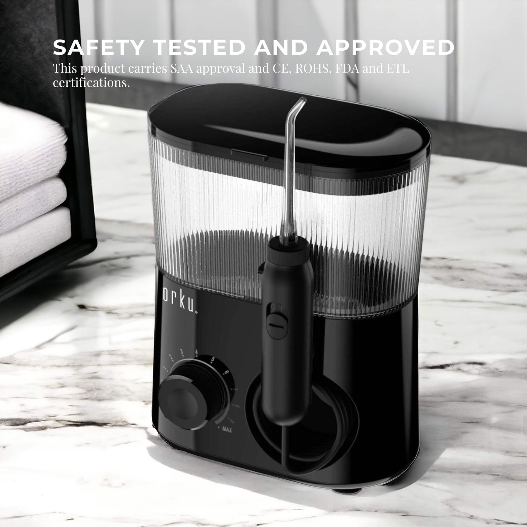 Water Jet Dental Flosser 600ml Black - Electric Oral Pressure Tooth Irrigator - SuperSaverAU - view 3
