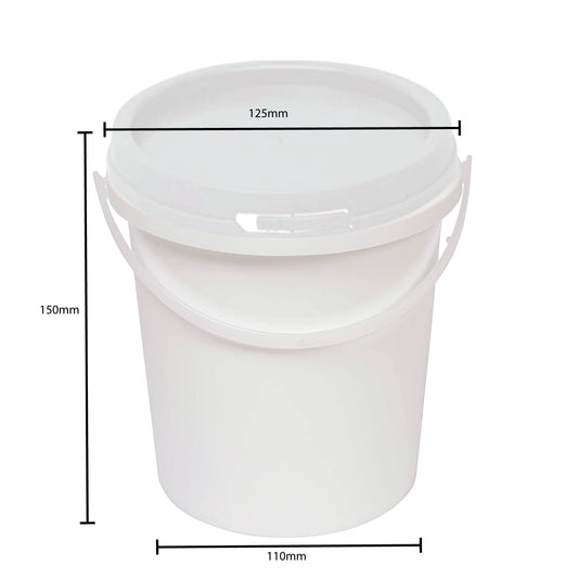 1.2L Food Grade Plastic Buckets with Handle & Tamper Evident Lid - 10 Pack