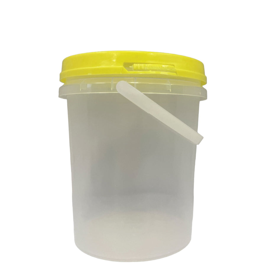 Bulk 10 x 1.2L Clear Plastic Honey Bucket with Yellow Tamper Evident Lid - SuperSaverAU - view 1