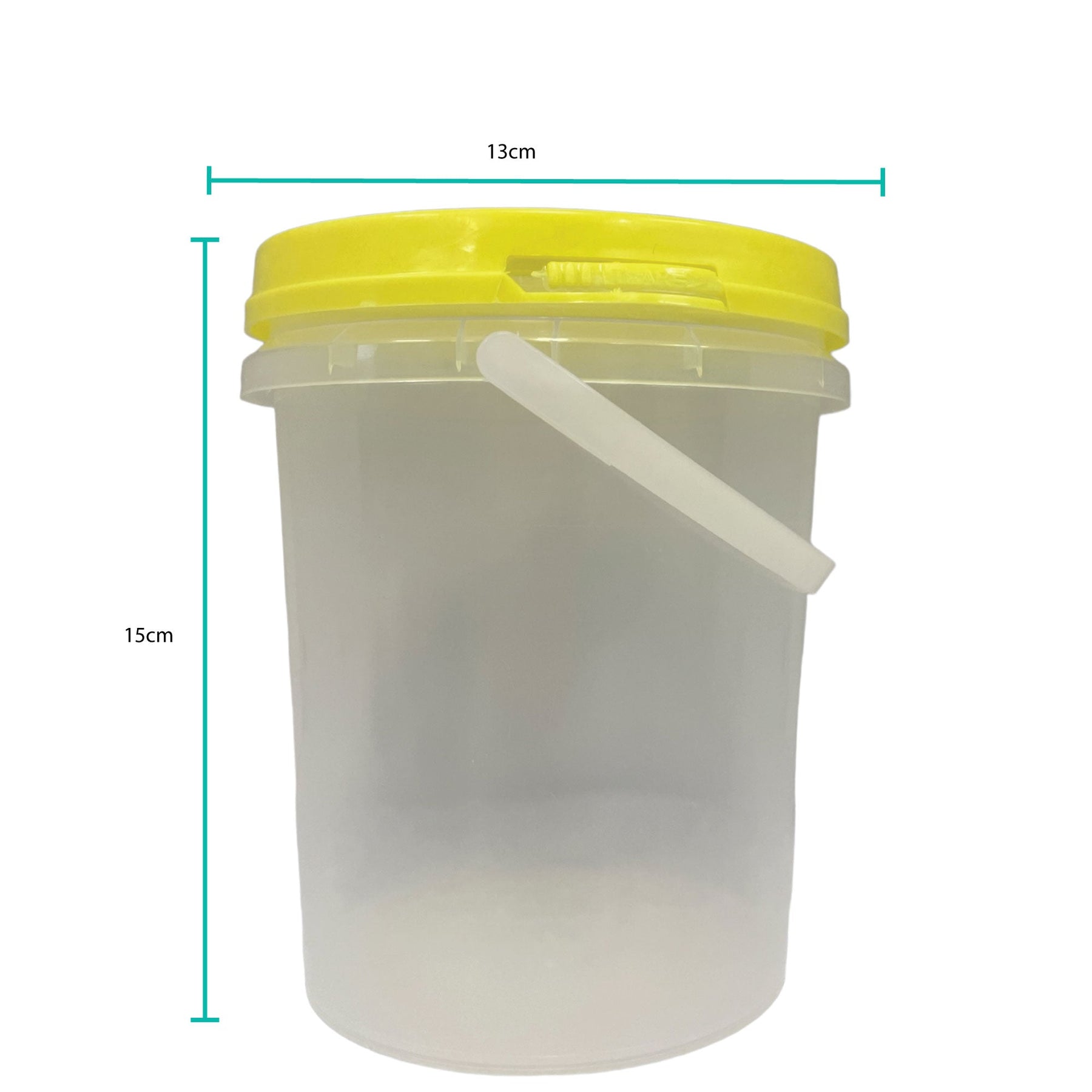 Bulk 10 x 1.2L Clear Plastic Honey Bucket with Yellow Tamper Evident Lid - SuperSaverAU - view 2