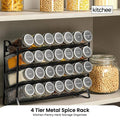 Kitchee 4-Tier Metal Spice Rack with 28 Glass Jars - Kitchen Organiser 35cm x 9.5cm x 23.5cm - SuperSaverAU - view 2