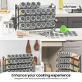 Kitchee 4-Tier Metal Spice Rack with 28 Glass Jars - Kitchen Organiser 35cm x 9.5cm x 23.5cm - SuperSaverAU - view 4