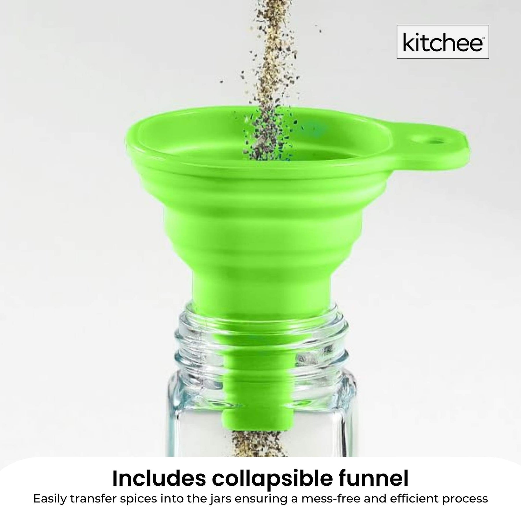 Kitchee 4-Tier Metal Spice Rack with 28 Glass Jars - Kitchen Organiser 35cm x 9.5cm x 23.5cm - SuperSaverAU - view 5