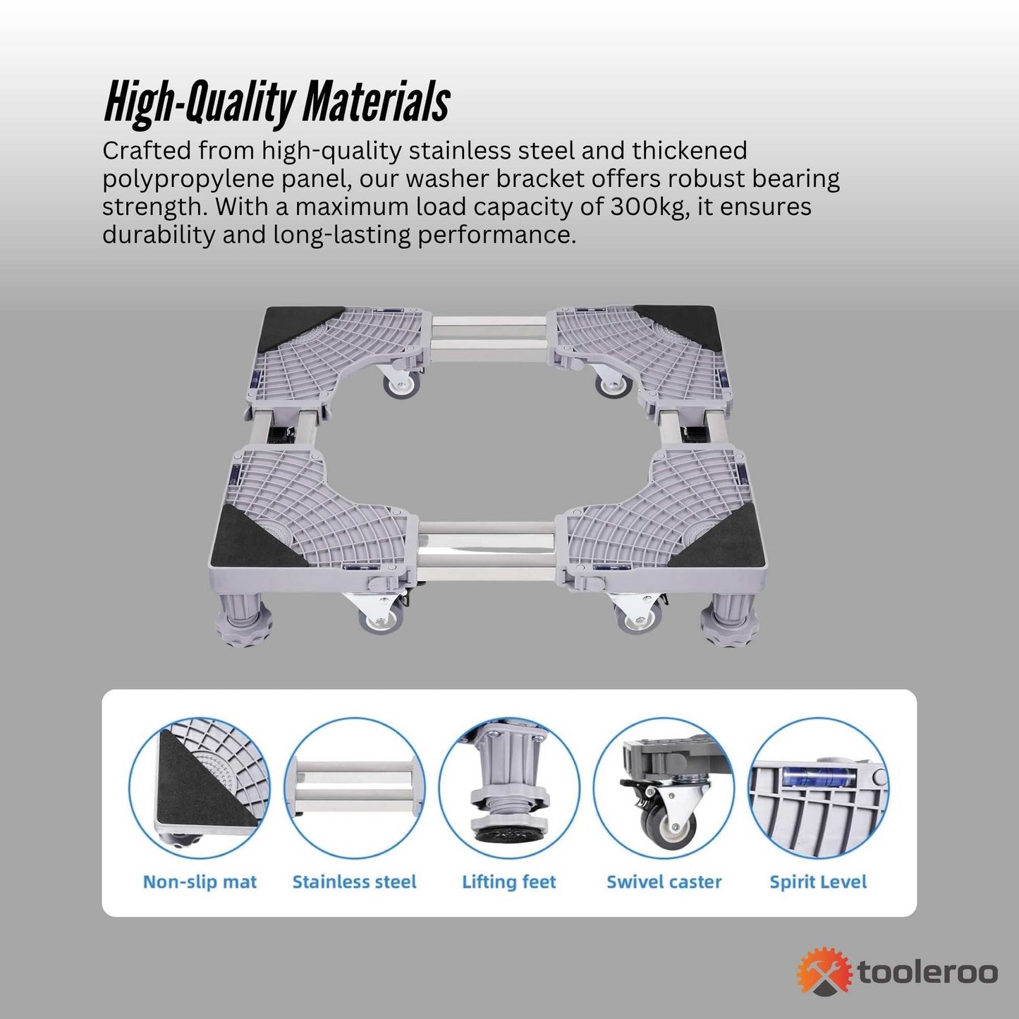 Adjustable Appliance Base Stand - Lock Wheel Trolley For Washing Machine Fridge