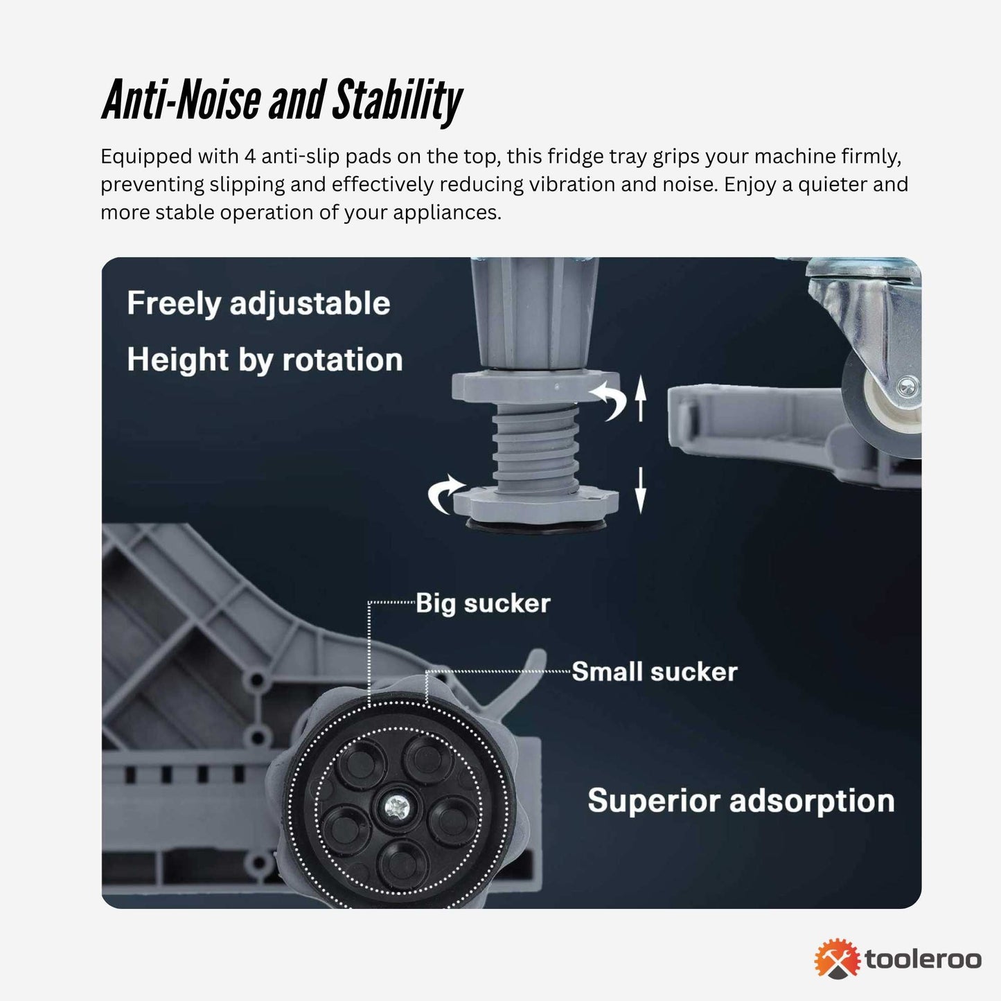 Adjustable Appliance Base Stand - Lock Wheel Trolley For Washing Machine Fridge