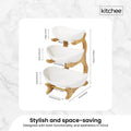 Three-Tier Serving Stand with Porcelain Bowls & Bamboo Frame - 3 Bowls - SuperSaverAU - view 2