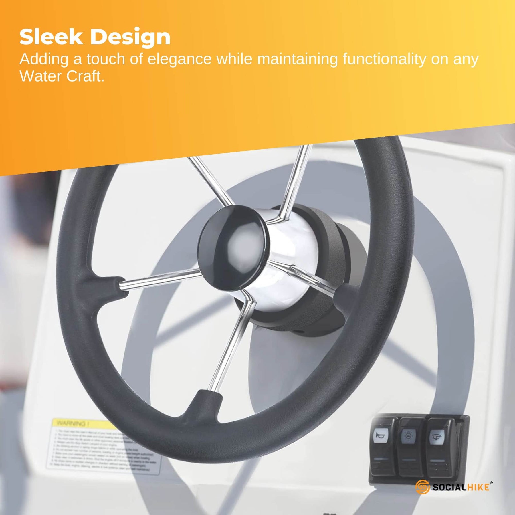 14" Boat Steering Wheel - Stainless Steel, 5 Spoke, Ergonomic Grip, Knob - SuperSaverAU - view 4