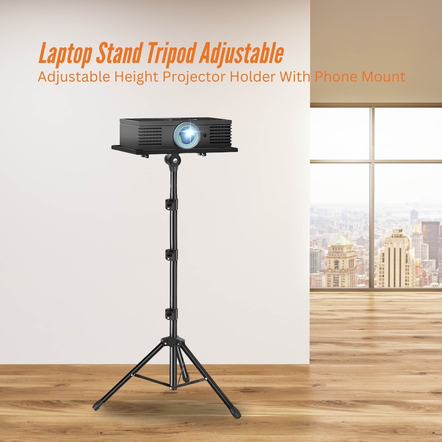 Premium Adjustable Laptop Projector Tripod Stand with Phone Mount